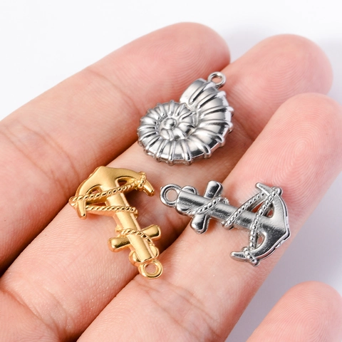 Colgante De Dije Náutico Vintage Acero Inoxidable Ancla Timón Concha Llave Para Fabricación De Joyas DIY Estilo Hip Hop