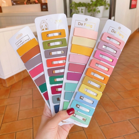 Fermagli Per Capelli Rettangolari Opachi A Goccia D'acqua Macaron Plastica Colorata Mollette Metalliche Per Ragazze Copricapo Geometrico Carino
