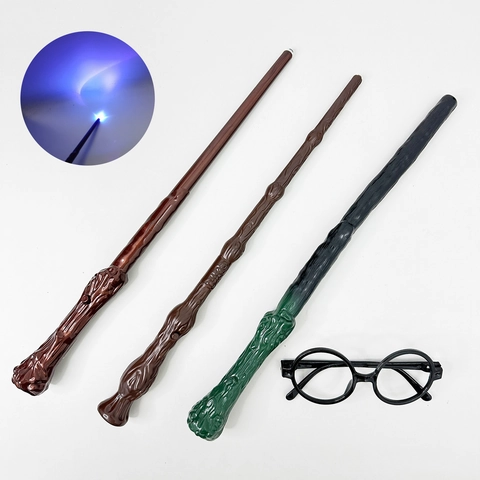 Glowing Magic Wand Wizard Staff Light Up Sound Effects Or Glasses Halloween Cosplay Costume Accessories Plastic Props