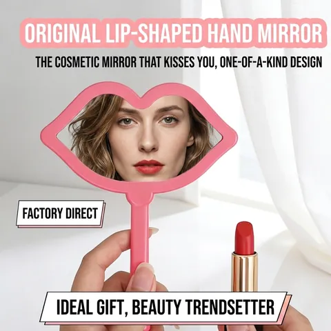 Specchio Da Trucco Portatile A Forma Di Labbra Specchio Cosmetico In Plastica HD Per Viaggi E Bellezza Quotidiana