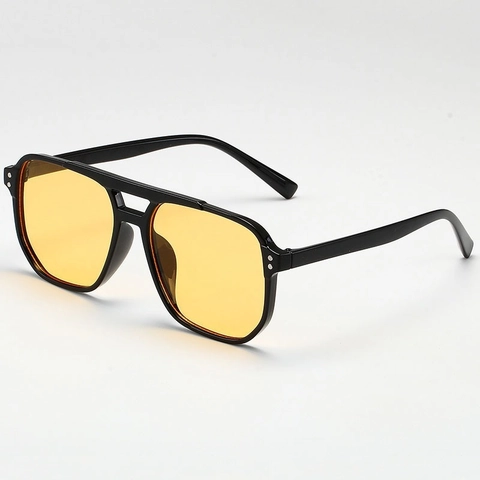 Retro Double Bridge Zonnebril Groot Frame PC UV Bescherming Vintage Bril Voor Heren Dames Mode Schaduw Klinknagel