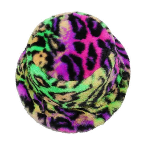 Leopard Muster Anglerhut Kunstpelz Bunt Plüsch Warm Schick Winter Mode Für Damen