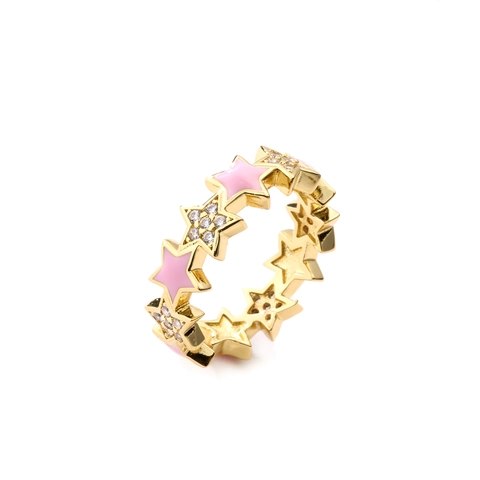 Bague Ouverte Étoile Cuivre Zircon Émail Réglable Coloré Étoile À Cinq Branches Bijoux Mode Pour Femmes