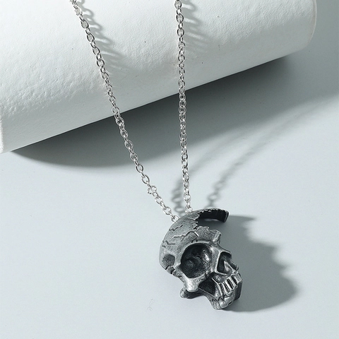 Collana Con Ciondolo Teschio Retrò Lega Acciaio Inossidabile Stile Punk Rock Gotico Gioielli Da Uomo