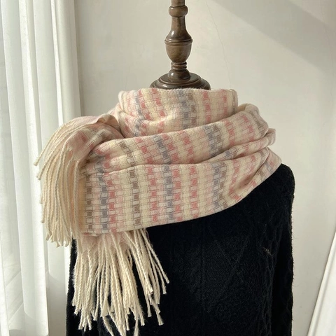 Sciarpa A Quadri Arcobaleno Imitazione Cashmere Ispessita Calda Invernale Scialle Con Frange Stile Coreano Colorato Donne
