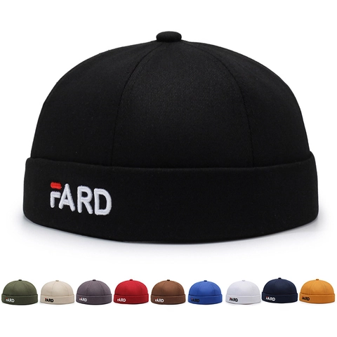 Bonnet Docker En Coton Unisexe Casquette Sans Bord Broderie Lettres Réglable Streetwear Vintage Miki