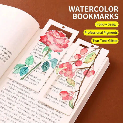 Kit Marque Page Peinture Aquarelle DIY Dessins Animaux Floraux Évidés Fournitures Artistiques Avec Pinceau Et Palette Solide
