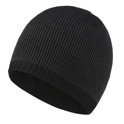 Bonnet en Tricot d'Hiver Unisexe Chaud en Polyester Côtelé pour le Ski en Plein Air Couleur Unie Couvre-Chef Thermique Adultes