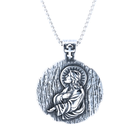 Sint Benedictus Medaille Hanger Ketting Roestvrij Staal Retro Religieus Portret Reliëf Kruis Sieraden Heren Dames
