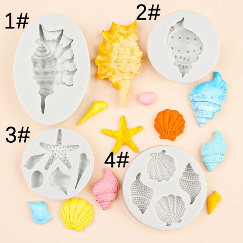 Stampo In Silicone Conchiglie Di Mare Stella Marina Per Fondant Cioccolato Decorazione Torte Diy Sapone Resina