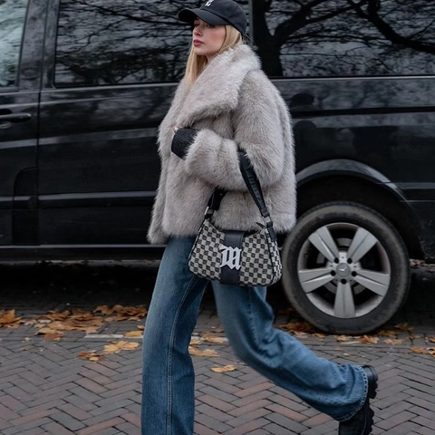 Women Faux Fur Coat Short Lapel Solid Color Warm Winter Streetwear Elegant Office Plush Thick Jacket For Lady