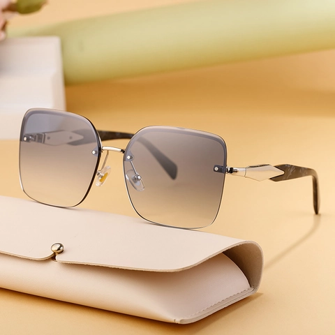 Square Large Frame Sunglasses Men Fashion UV400 Gradient Lenses Metal PC Frame Marble Texture Temples Vintage Driving Shades