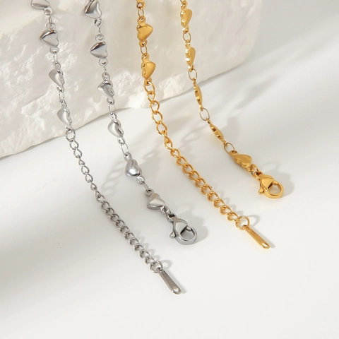 Collar De Cadena De Corazones Unidos Acero Inoxidable Chapado En Oro 18K Retro Francés Elegante Minimalista Para Mujer