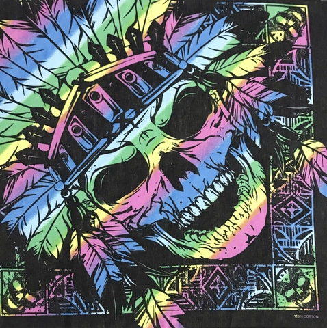 Bandana Pure Cotton Square Scarf Skull Paisley Print Hip Hop Head Wrap Unisex Outdoor Biker Neckwear Accessory