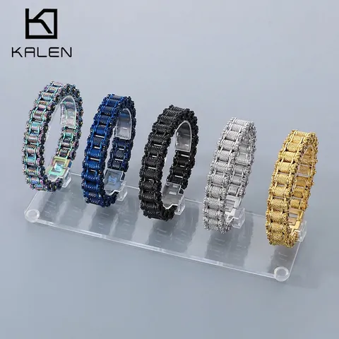 Pulsera Para Hombre De Acero Inoxidable Cadena De Motocicleta Estilo Industrial Hip Hop Punk Biker Joyas Regalo