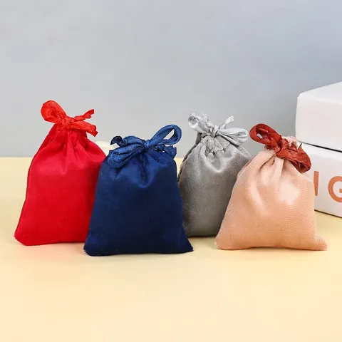 Soft Lisi Velvet Jewelry Drawstring Bags Velvet Pouch Small Gift Storage Bags For Jewelry Necklaces Rings Multiple Colors Velvet Packaging Pouches