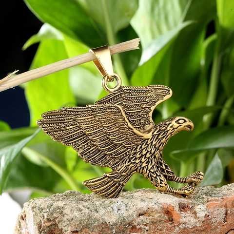 Colgante De Águila Con Alas Extendidas Collar De Acero Inoxidable Titanio Joyas Hip Hop Vintage Hombre Estilo Biker