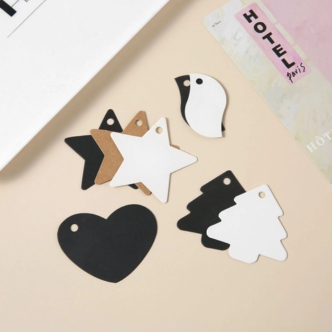 Etichette Regalo In Carta Kraft Bianche Etichette Appese Con Ganci In Plastica Forme Albero Stella Cuore Per Feste Fai Da Te