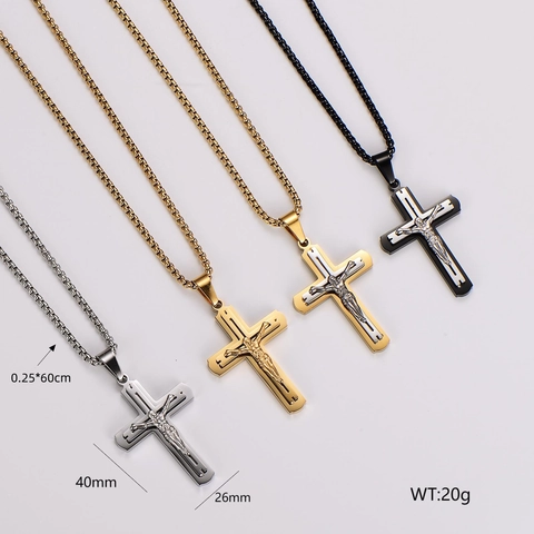 Jesus Kruzifix Kreuz Anhänger Halskette 304 Edelstahl 18K Vergoldet Hip Hop Retro Schmuck Für Herren Damen Vintage