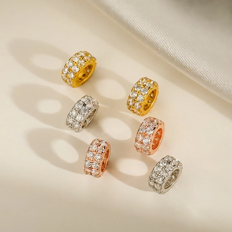 S925 Sterling Silver Spacer Beads Micro Pave Cubic Zirconia Round Charms For DIY Jewelry Making Elegant Findings