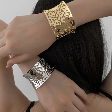 Hollow Out Manschettenarmband Kupfer Unregelmäßige Organische Textur Breiter Offener Armreif Für Frauen Moderner Schmuck