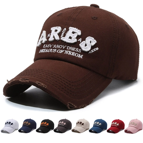 Casquette De Baseball En Coton Lavé Vintage Distressed Broderie Lettres Ajustable Chapeau Soleil Extérieur Pour Hommes Femmes