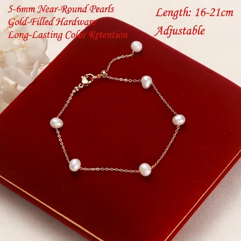Elegant Freshwater Pearl Bracelet For Women Girls Gold Filled Copper Alloy Adjustable Starry Gypsophila Chain Jewelry Gift