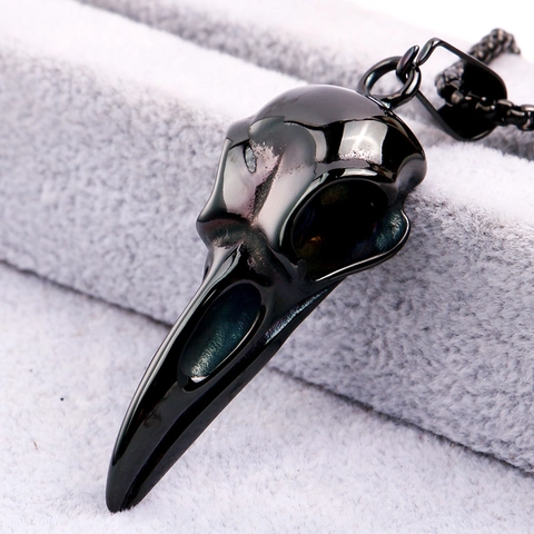 Bird Skull Pendant Necklace Stainless Steel Crow Raven Head Gothic Punk Hip Hop Vintage Jewelry For Men