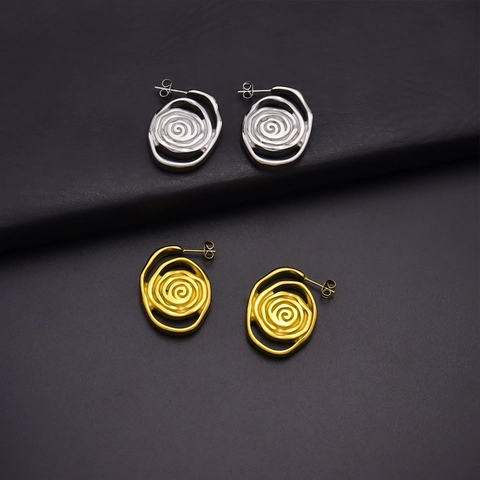 Minimalistische Spiral Vortex Ohrstecker Aus Edelstahl 18K Vergoldet Geometrischer Modeschmuck Für Damen