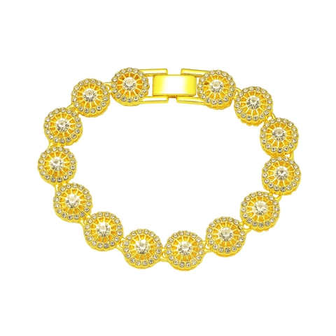 Hip Hop Heren Legering Armband Goud Zilver Verguld Volledige Strass Ronde Schakels Cirkelvormige Iced Out Ketting Mode Sieraden Cadeau