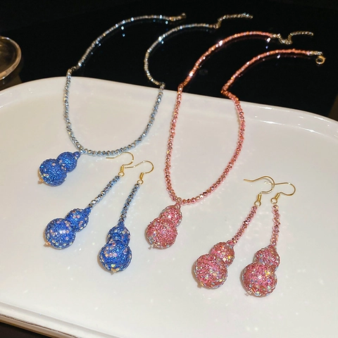 Alloy Strass Wu Lou Anhänger Halskette New Chinese Style Perlenkette Eleganter Nische Schmuck Für Damen Geschenk