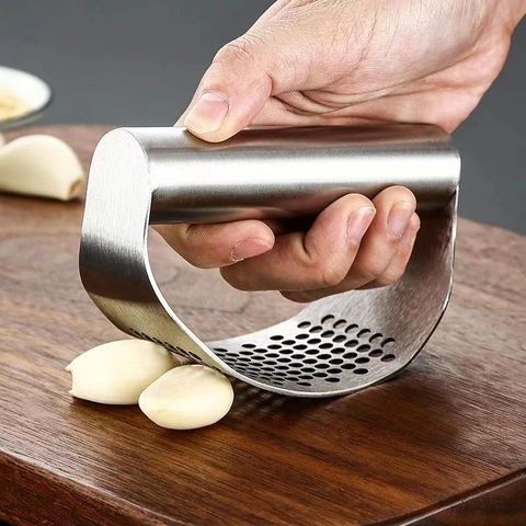 Prensa De Ajo Manual De Acero Inoxidable Balancín Mango Ergonómico Curvado Picadora De Ajo Trituradora Utensilio Cocina