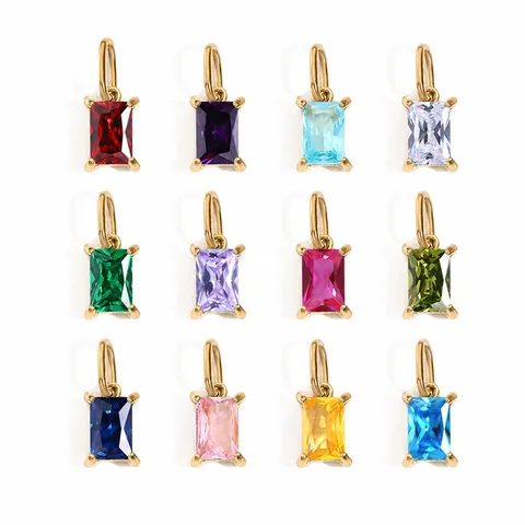 Roestvrij Staal Vierkante Strass Hangers DIY Sieraden Maken Geboortesteen Charms Goud Zilver Verguld Ketting Accessoires Vrouwen