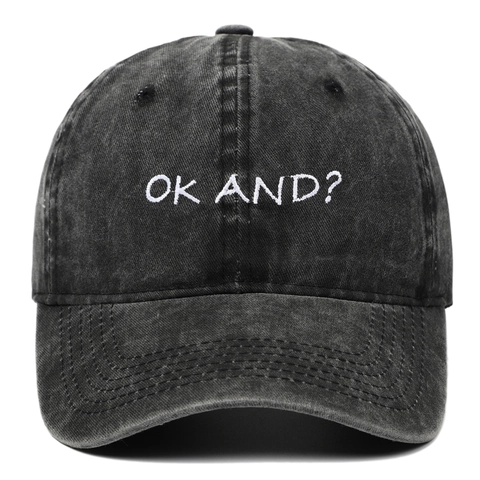 Baseball Cap Washed Cotton OK AND? Letter Embroidery Vintage Adjustable Sun Protection Outdoor Hat For Men Women