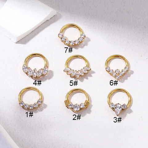 Titanium Klappring Clicker Cubic Zirkonia Ohrknorpel Piercing Schmuck Nasenseptum Reifen Mode Für Frauen