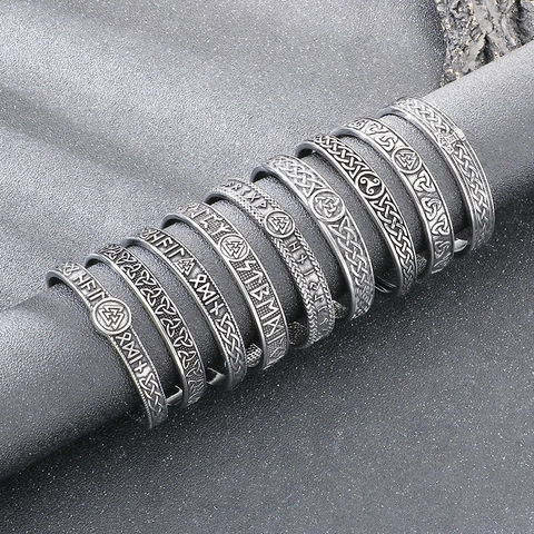Βραχιόλι Viking Celtic Knot για Άνδρες από Ατσάλι Τιτανίου Αντίκ Ασημί Valknut Odin Rune Κοσμήματα Σκανδιναβικής Μυθολογίας