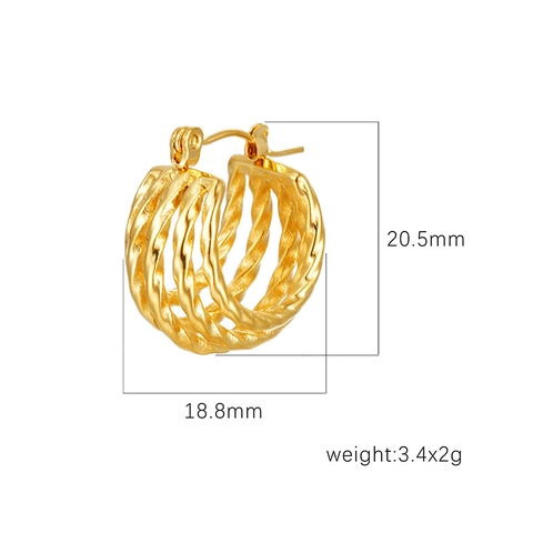 Twisted Hoop Earrings Stainless Steel 18K Gold Plated Multi Layer Geometric Elegant Minimalist Niche Style For Women