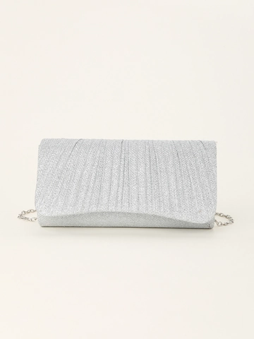 Evening Bag Glitter Pleated Clutch With Metal Chain Strap For Women Wedding Party