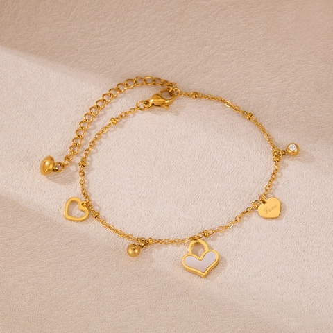 Eleganter Edelstahl Herzanhänger Armband Mit Perlmutt Shell Und Zirkonia Liebe Charme Modeschmuck Für Damen