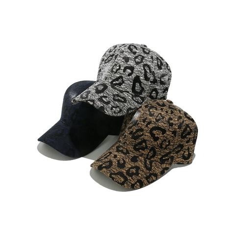 Luipaardprint Honkbalpet Voor Dames Polyester Verstelbaar Gebogen Rand Zonwering Outdoor Casual Trendy Retro Stijl