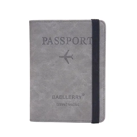 Blocco RFID Porta Passaporto Portafoglio Da Viaggio Pelle PU Opaca Custodia Per Carte Con Slot SIM Fascia Elastica