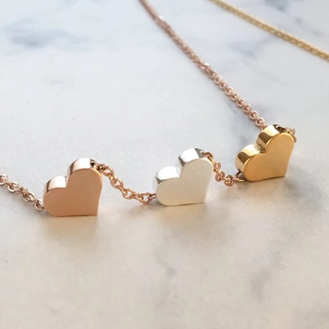 Herz Anhänger Halskette Zinklegierung Dreifarbig Minimalistischer Schmuck Für Damen Eleganter Süßer Stil