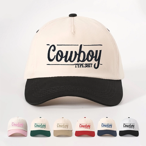 Cowboy Type Shit Bestickte Baseballkappe Color Block Vintage Verstellbarer Sonnenhut Retro Streetwear Polyester