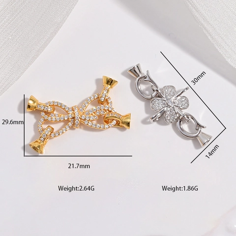 Schmuckverschlüsse Verbinder 925 Sterling Silber Schleife Kleeblatt Mikro Pave Zirkon DIY Halskette Armband Zubehör