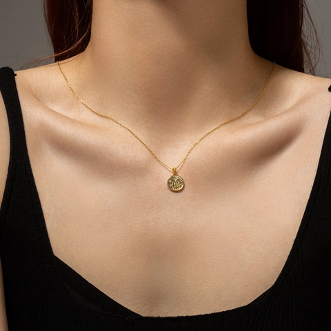 925 Sterling Silber Halskette Runder Anhänger Self Love Club Gravur Stern Zirkonia Retro Einfacher Schmuck Für Damen