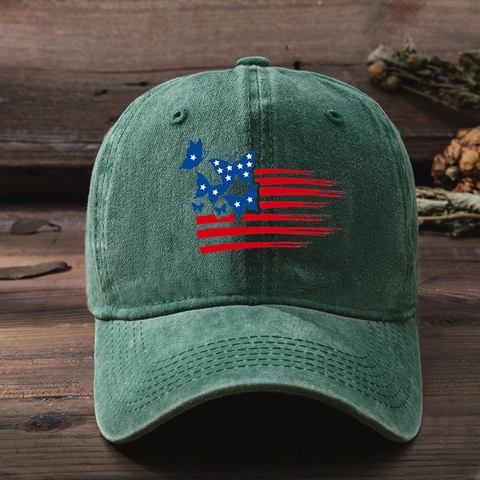 Gewassen Katoenen Honkbalpet Vlinder Vlag Print Vintage Distressed Verstelbaar Outdoor Zonnehoed Unisex