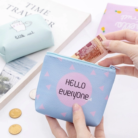 Mini Portamonete In Pelle PU Chiusura Lampo Piccolo Portafoglio Portatile Cartone Animato Frutta Animale Stampa Borsa Di Stoccaggio