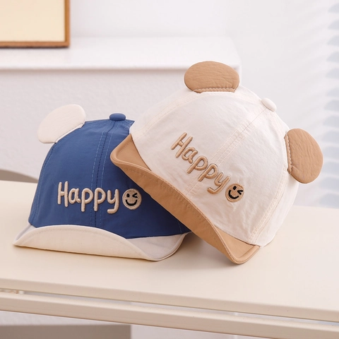 Cappellino Da Baseball Per Neonati Con Orecchie Animali 3D Ricamo Happy Visiera Morbida Cappello Traspirante Per Bambini