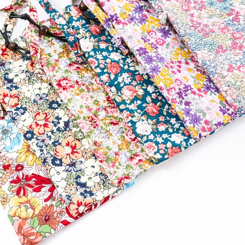 Pochette De Téléphone À Fleurs En Coton Avec Cordon De Serrage Et Perles En Bois Petit Sac À Bandoulière Style Vintage
