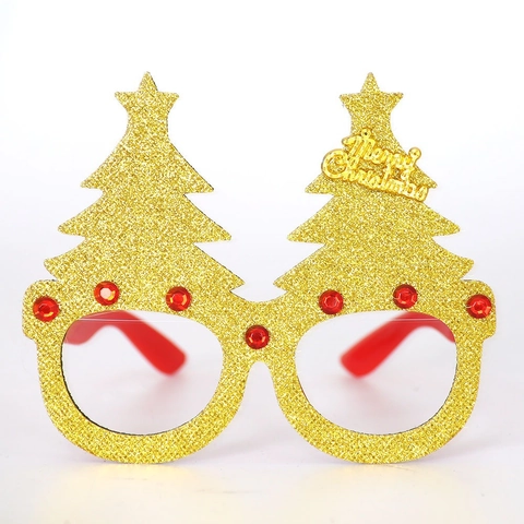 Glitter Christmas Glasses Frames Reindeer Antlers Christmas Tree Santa Claus Holiday Party Props For Kids Adults Eyewear Decoration Holiday Accessory